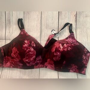 Elegant Floral Women's Bra in Rich Burgundy